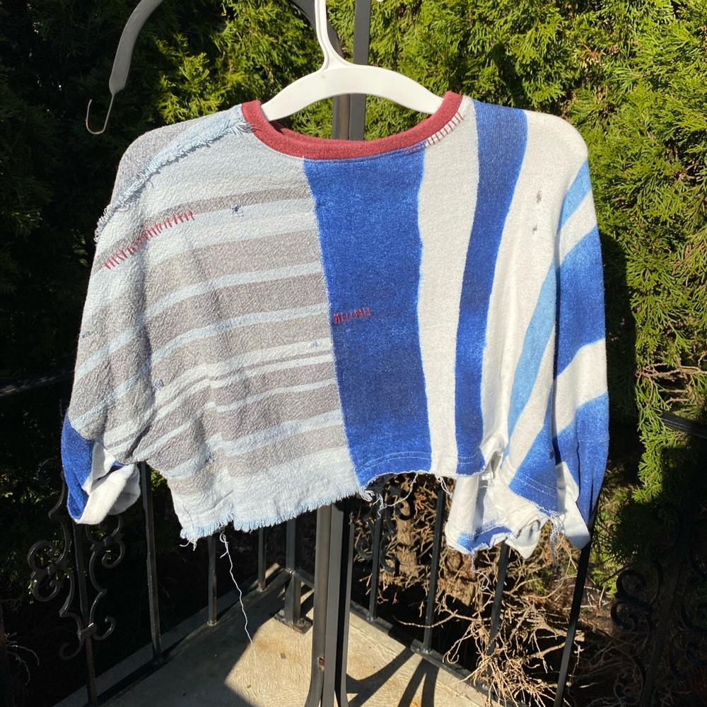 Free people beach towel top with distressing. Red white and blue